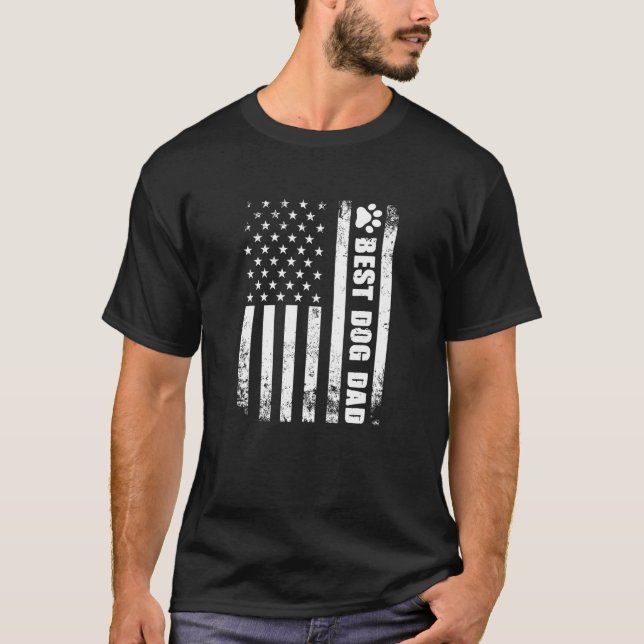 Dogs And Dog Dad American Flag Usa Friends Father  T-Shirt (Front)