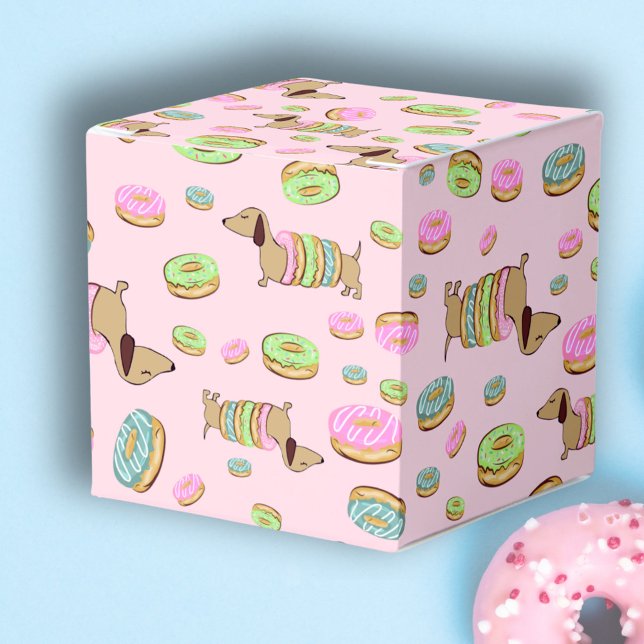 Dogs and Donuts Birthday Favor Boxes Dachshunds (Dachshunds & Donuts favor birthday box or baby shower)
