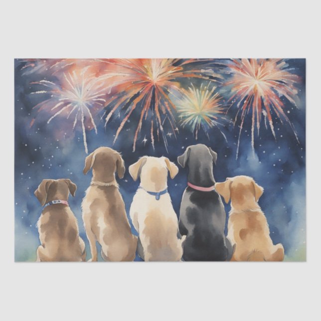 Dogs and Fireworks Decoupage Paper (Front)