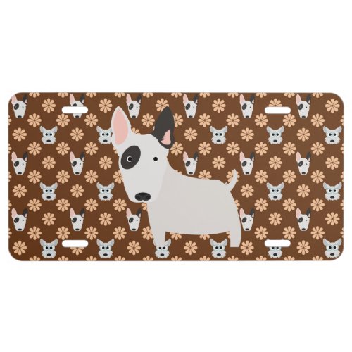 Dogs and Flowers Brown Bull Terrier Licese Plate