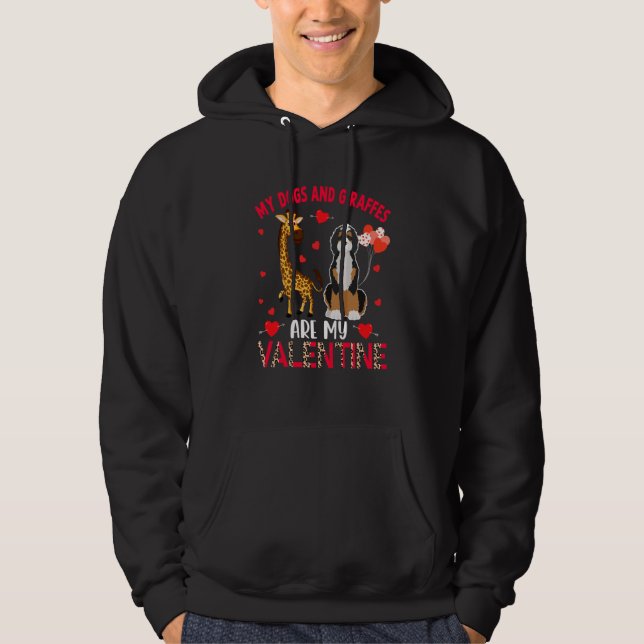 Dogs And Giraffes Are My Valentine Bernedoodle Wit Hoodie (Front)