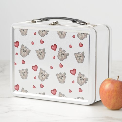 Dogs and hearts Yorkshire terrier Metal Lunch Box