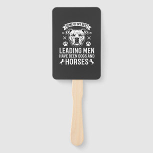 Dogs And Horses Leading Men Hand Fan