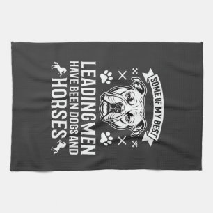 Dogs And Horses Leading Men Kitchen Towel