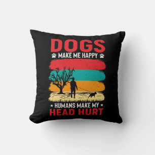 Dogs and Humans Humor Throw Pillow