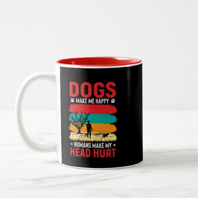 Dogs and Humans Humor Two-Tone Coffee Mug (Left)