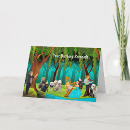 Dogs and Musicians Fun Birthday Serenade Card