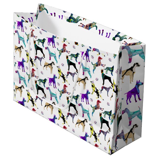 Dogs and Paws Large Gift Bag (Front Angled)
