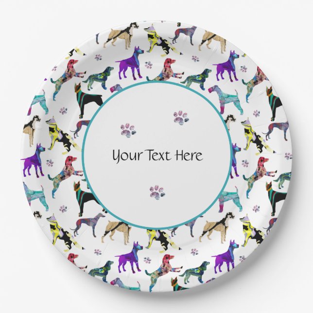 Dogs and Paws Paper Plates (Front)