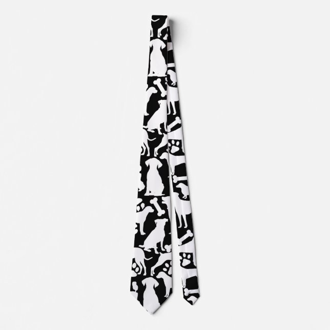 Dogs and paws pattern 02.b Black BG Neck Tie (Front)