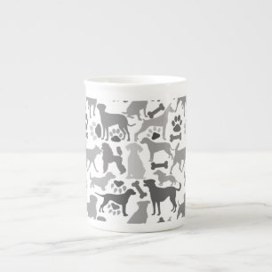 Dogs and paws pattern 03.b White BG Bone China Mug