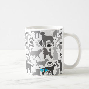 Dogs and paws pattern 03.b White BG Cust Coffee Mug