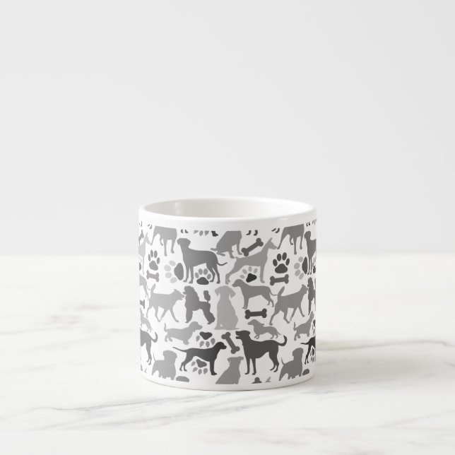 Dogs and paws pattern 03.b White BG Espresso Cup (Front)