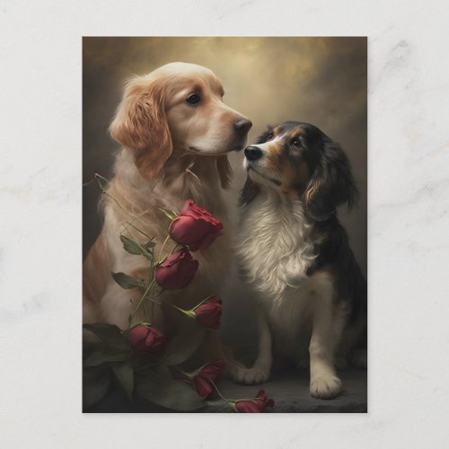 Dogs and Roses ValentineAnniversary Greeting Card