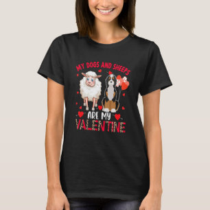 Dogs And Sheeps Are My Valentine Bernedoodle With  T-Shirt