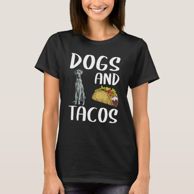Dogs And Tacos Blue Merle Dane Mexican Food T-Shirt (Front)