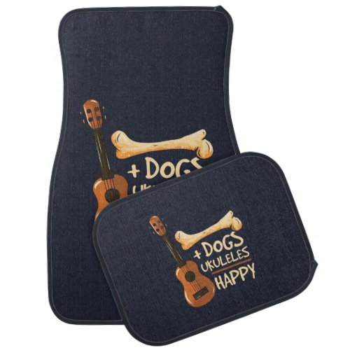 Dogs and Ukulele Makes Me Happy Car Floor Mat
