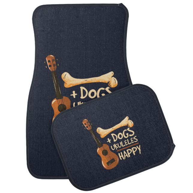 Dogs and Ukulele Makes Me Happy Car Floor Mat (Set)