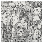 dogs aplenty black white fabric