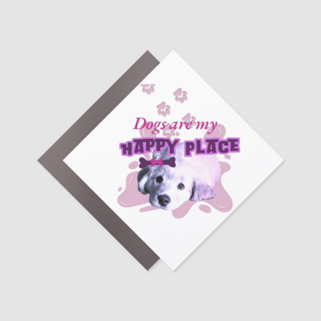 Dogs are a my happy place Car Magnet (Front)