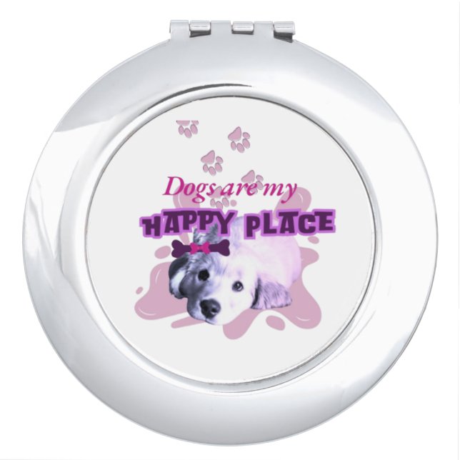 Dogs are a my happy place compact mirror (Front)
