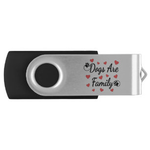Dogs Are Family Typography For Dog Lovers Flash Drive
