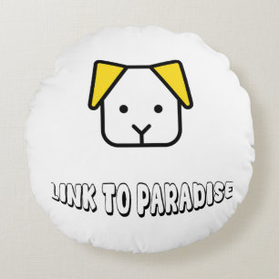 Dogs are link to Paradise cute dog face with text Round Pillow