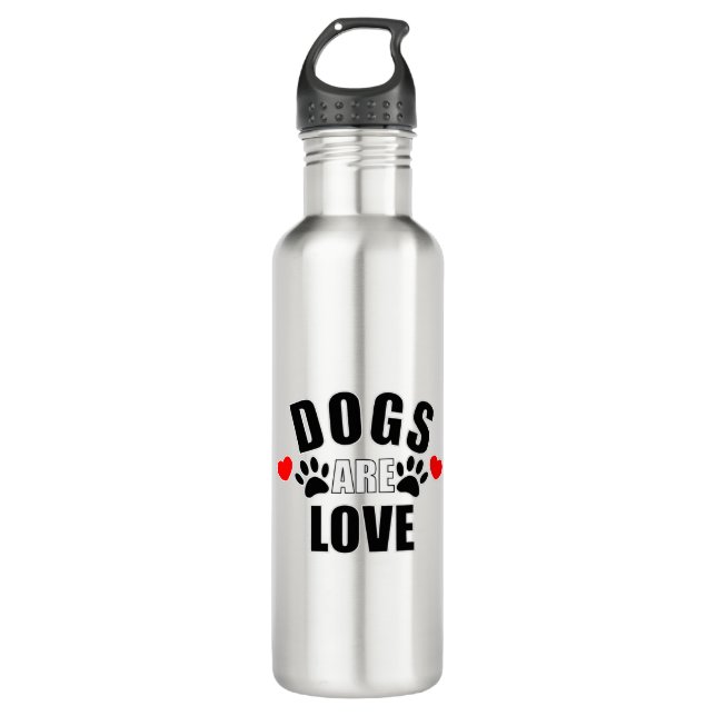 Dogs Are Love Stainless Steel Water Bottle (Front)