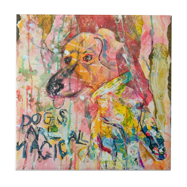 DOGS ARE MAGICAL CERAMIC TILE (Front)