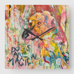 DOGS ARE MAGICAL SQUARE WALL CLOCK