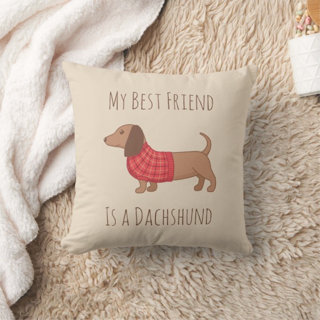 Dogs are my Favorite People Dachshund Sausage Dog Throw Pillow (Blanket)