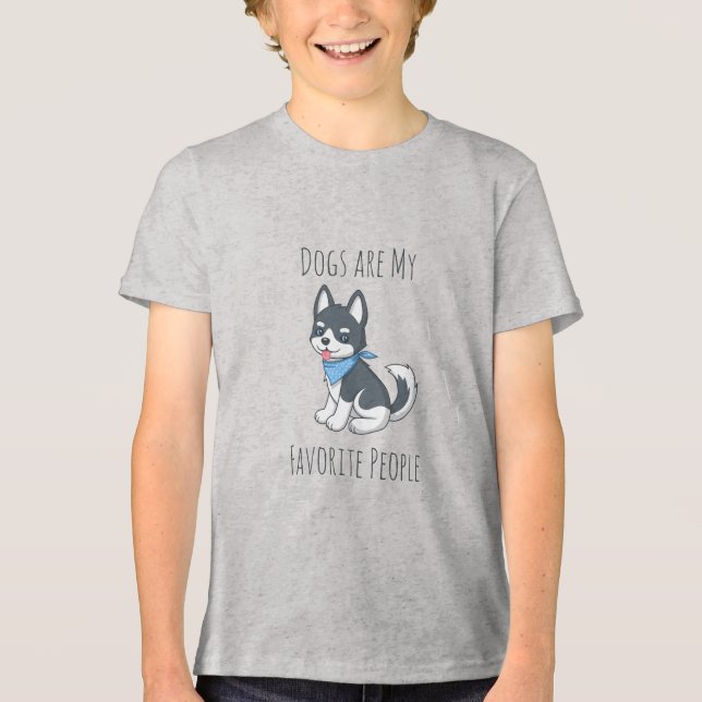 Dogs are my Favorite People Husky Puppy Dog Tri-Blend Shirt (Front)