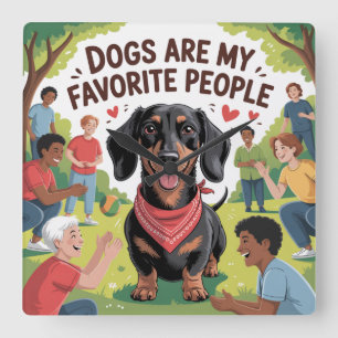 Dogs Are My Favorite People Square Wall Clock