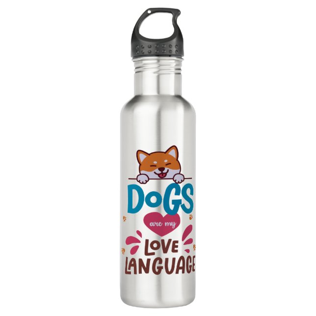 Dogs Are My Love Language Stainless Steel Water Bottle (Front)