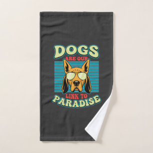 Dogs Are Our Link to Paradise Retro Vector Hand Towel