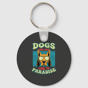 Dogs Are Our Link to Paradise Retro Vector Keychain