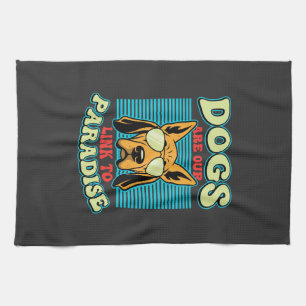 Dogs Are Our Link to Paradise Retro Vector Kitchen Towel