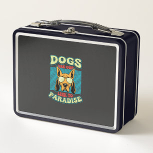 Dogs Are Our Link to Paradise Retro Vector Metal Lunch Box
