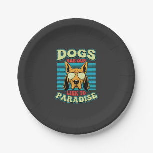 Dogs Are Our Link to Paradise Retro Vector Paper Plates