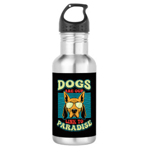 Dogs Are Our Link to Paradise Retro Vector Stainless Steel Water Bottle