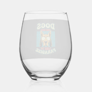 Dogs Are Our Link to Paradise Retro Vector Stemless Wine Glass