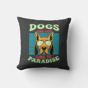 Dogs Are Our Link to Paradise Retro Vector Throw Pillow
