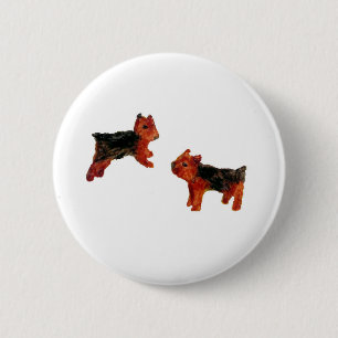 Dogs Art Cute Terriers Pinback Button