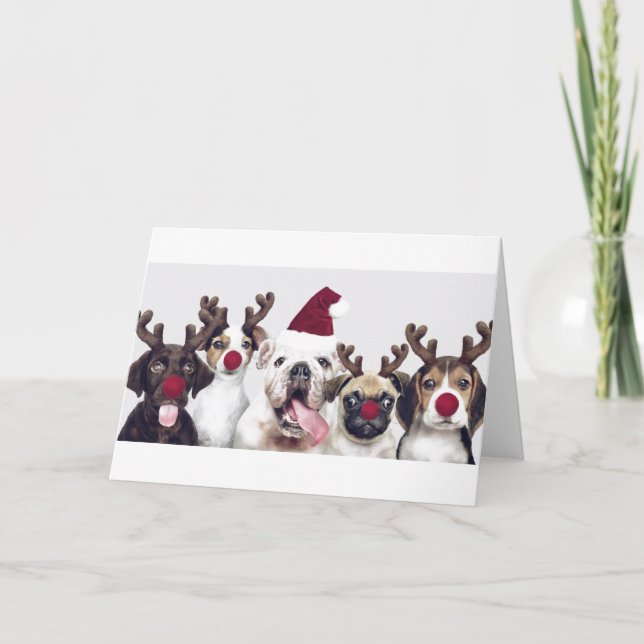 Dogs as Reindeers Christmas Card (Front)