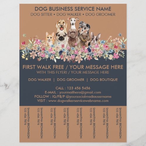 Dogs at the flowers appointment ticket business flyer