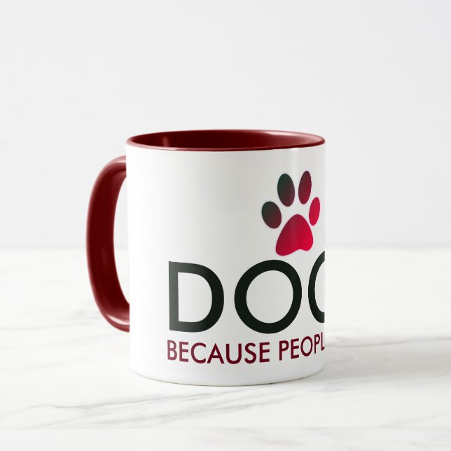 Dogs Because People Suck Red Paw Print Mug (Front Left)