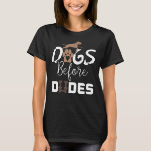 Dogs Before Dudes Funny Pitbull Dog Lovers Ideas T-Shirt