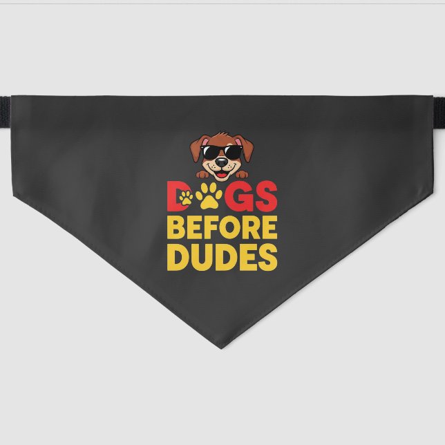 Dogs Before Dudes Pet Bandana Collar (Front)