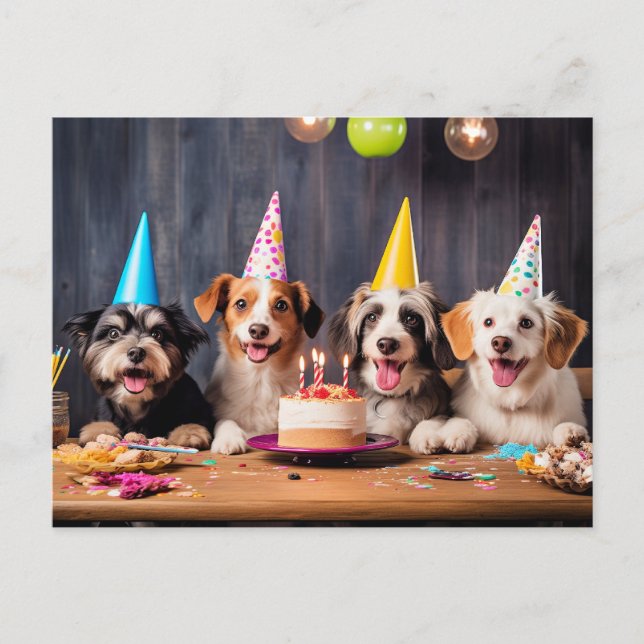 Dogs' Birthday Party Invitation Postcard (Front)