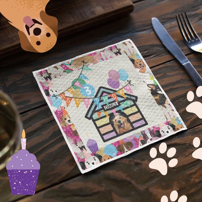 Dog's Birthday Party partyware serviette dog b'day Napkins (Dog party napkin)